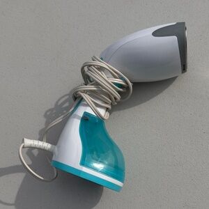 Handheld Garment Steamer in White and Teal